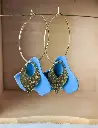 Boucles "Douceur" dorées feuilles Bleu Printemps
