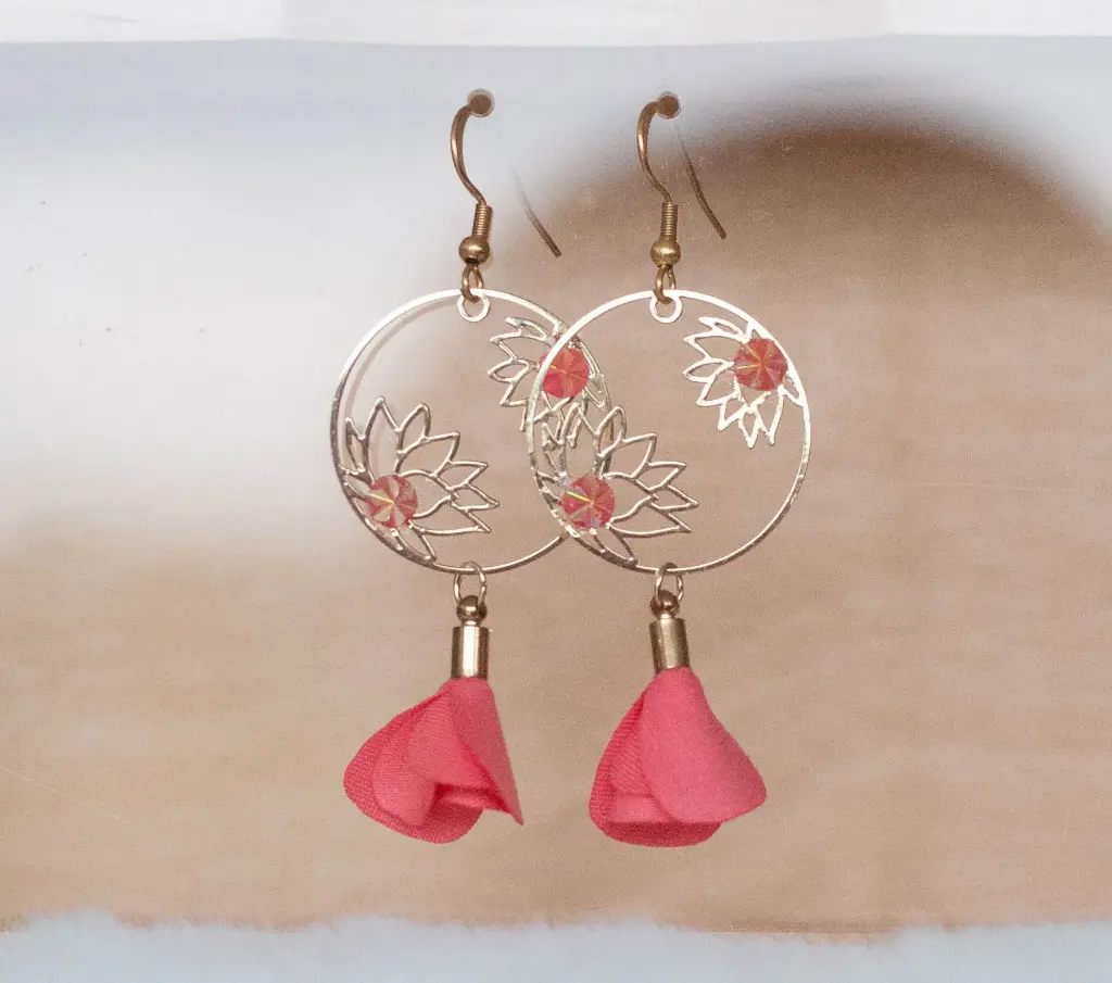 Boucles "Lueur" rose or