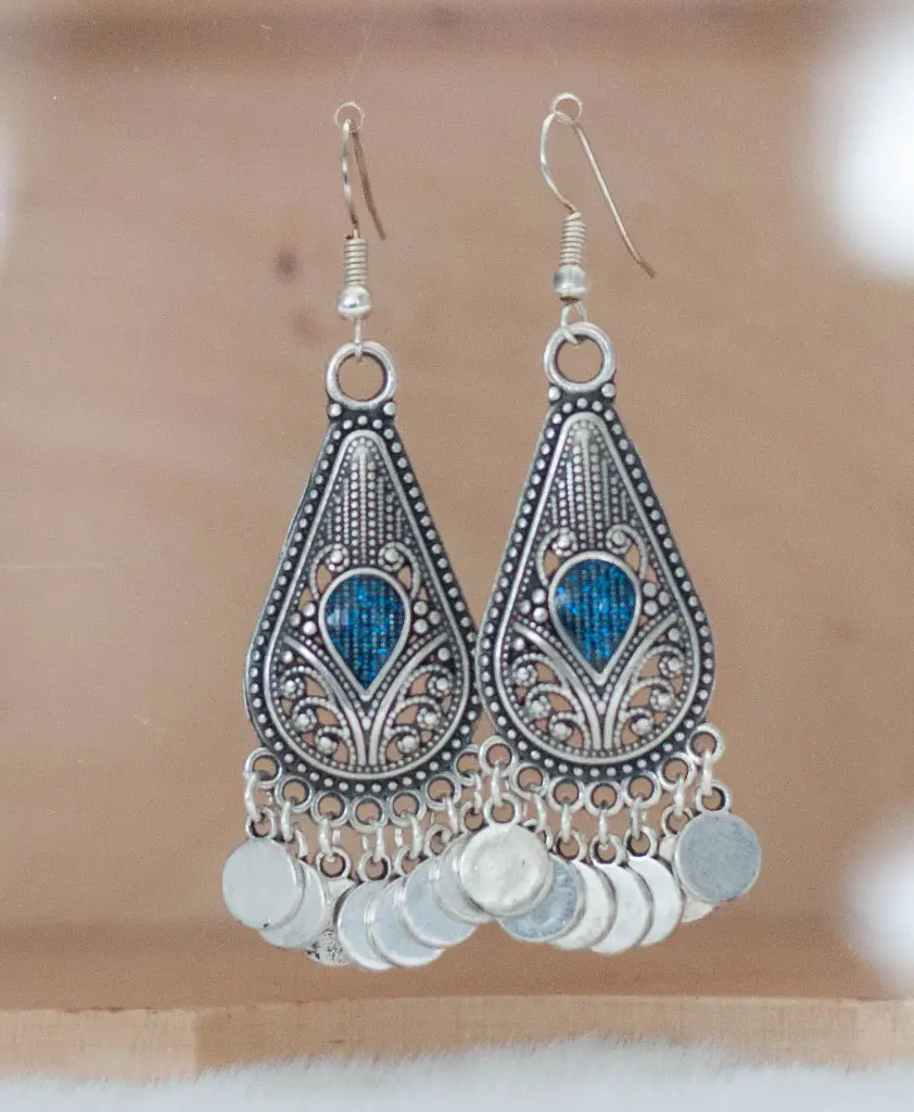 Boucles "Boho" bleues