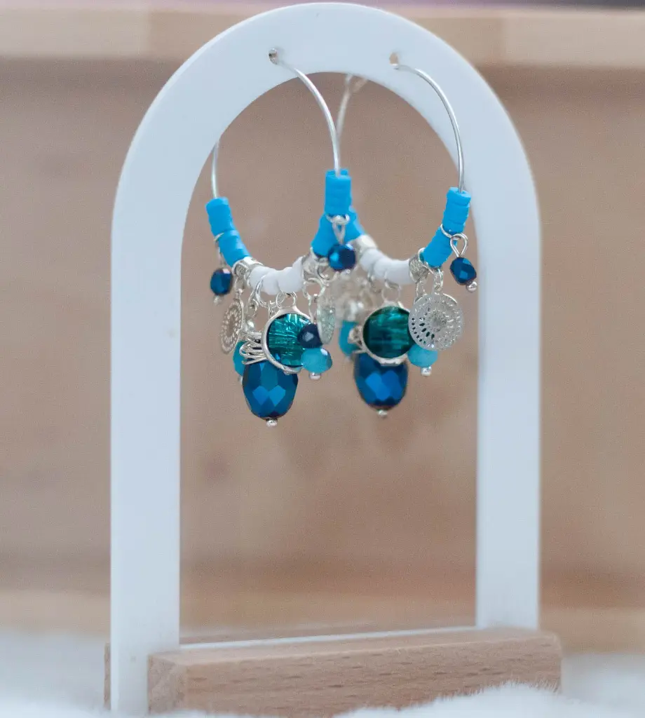 Boucles "Summer" bleues anneaux