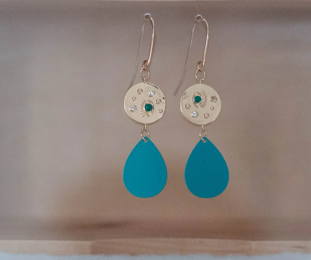 Boucles "Chic" Dorées Turquoises