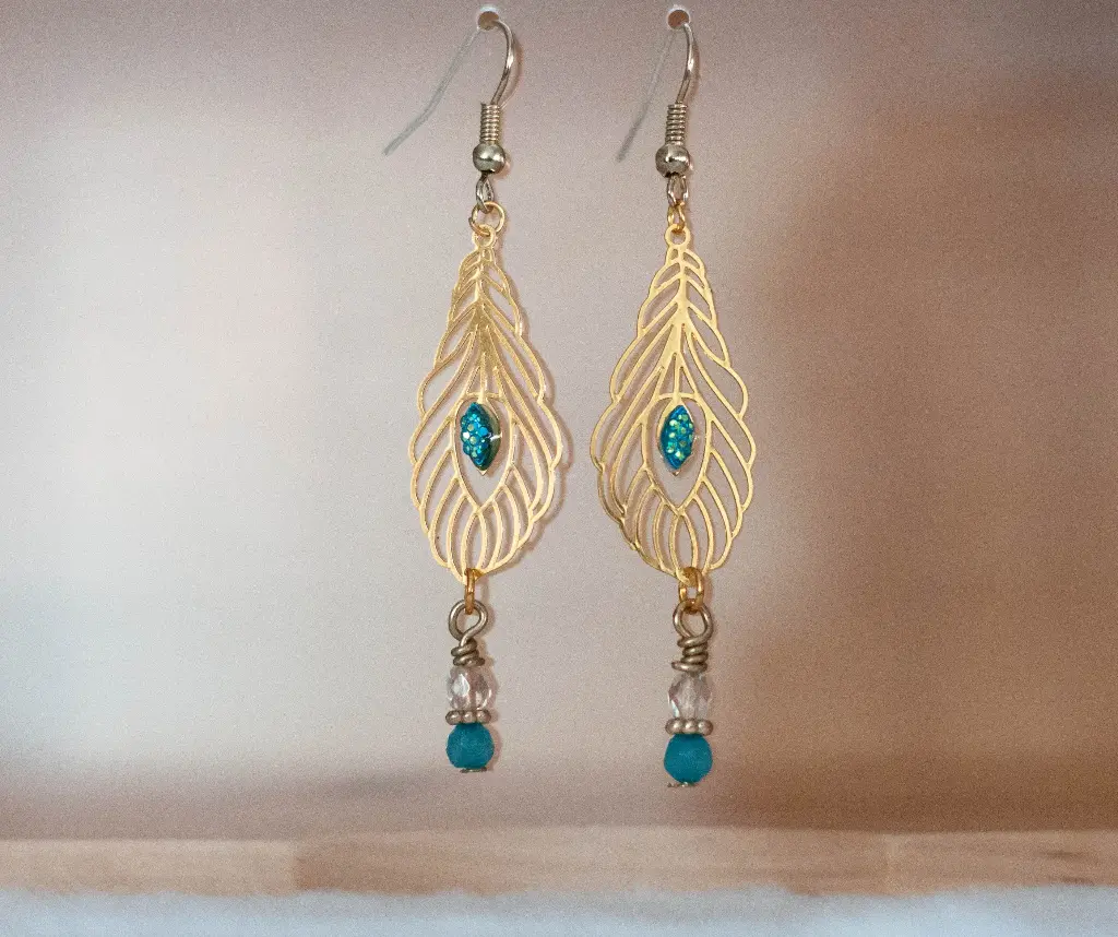 Boucles "Douceur" Feuilles bleues