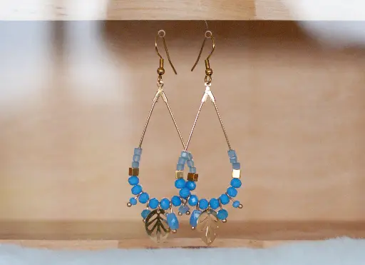 [25-75] Boucles "Douceur" dorées Bleu Printemps