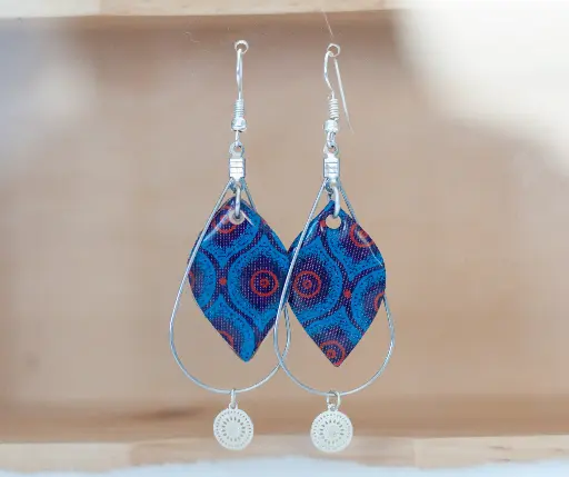 [23-82] Boucles "Boho" fines gouttes bleues