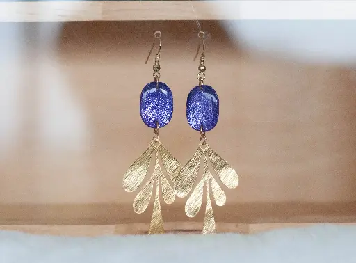 [25-85] Boucles "LiLas" dorées feuilles 