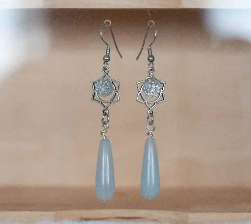 [25-102] Boucles "Fantasia" argentées gouttes