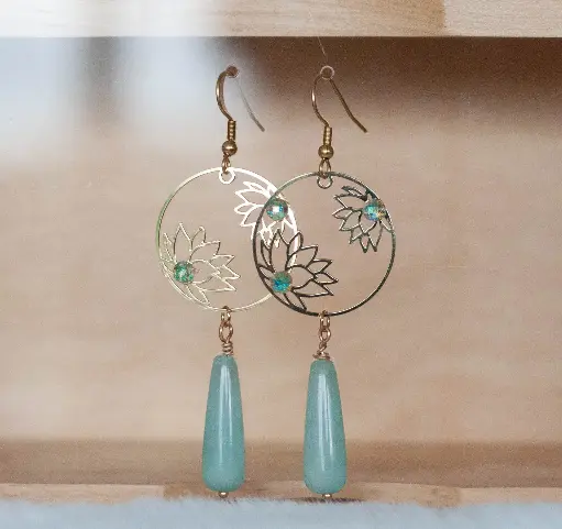 [25-98] Boucles "Douceur" dorées vertes