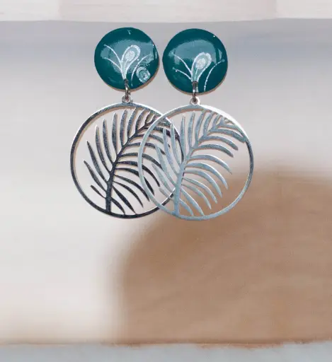 Boucles palmes argentées