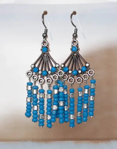 Boucles "Boho" bleues
