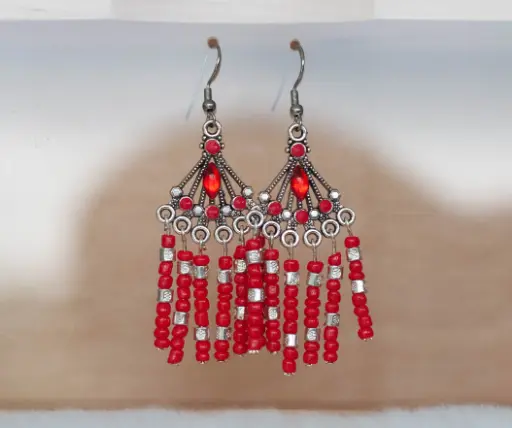 Boucles "Boho" rouges