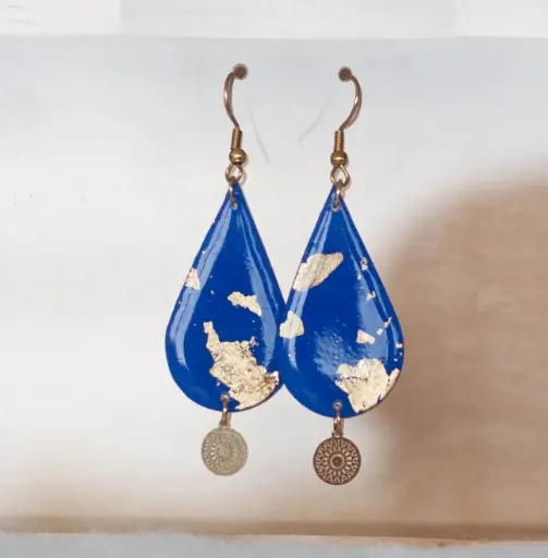 Boucles "Douceur" dorées bleues