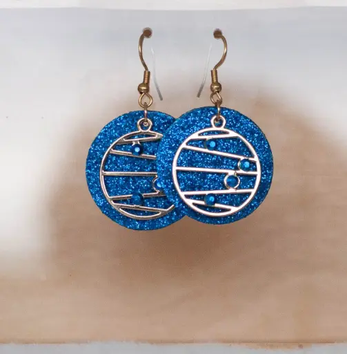 Boucles dorées paillettes bleues