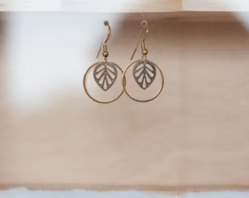 Boucles "Lumière" dorées feuilles