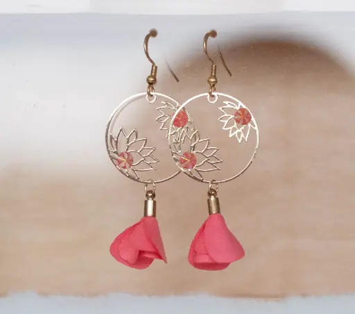 Boucles "Lueur" rose or