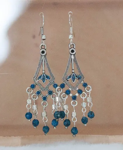 [24-69] Boucles "Fantasia" bleu argent