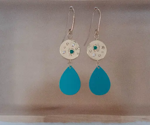 [22-24] Boucles "Chic" Dorées Turquoises